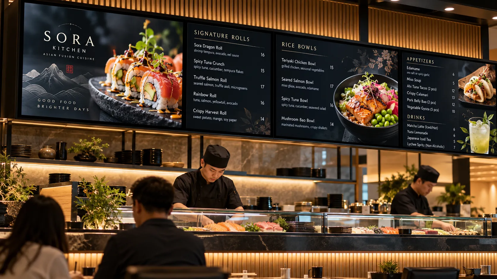 Digital menu example for an Asian restaurant