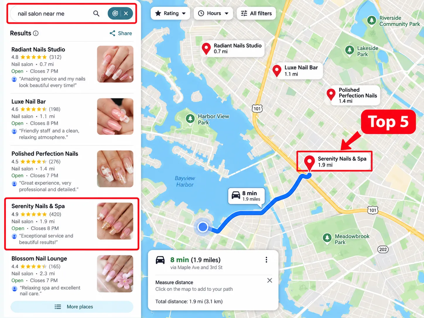 Illustrative Local SEO map example 3