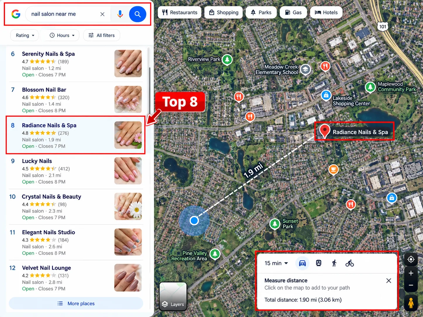 Illustrative Local SEO map example 5