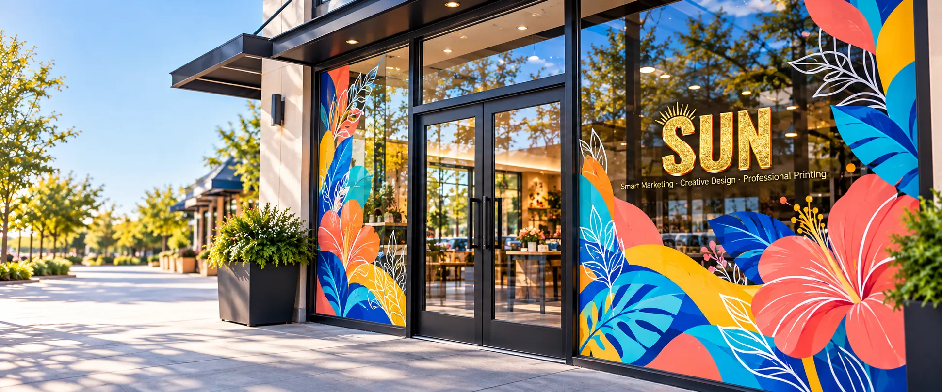 Storefront sign and window graphic samples